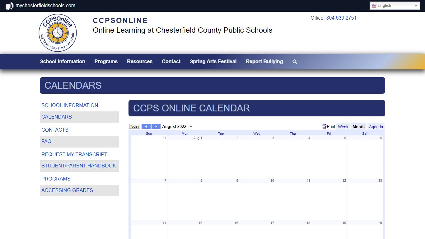 Calendars | CCPSOnline - Chesterfield County Public Schools