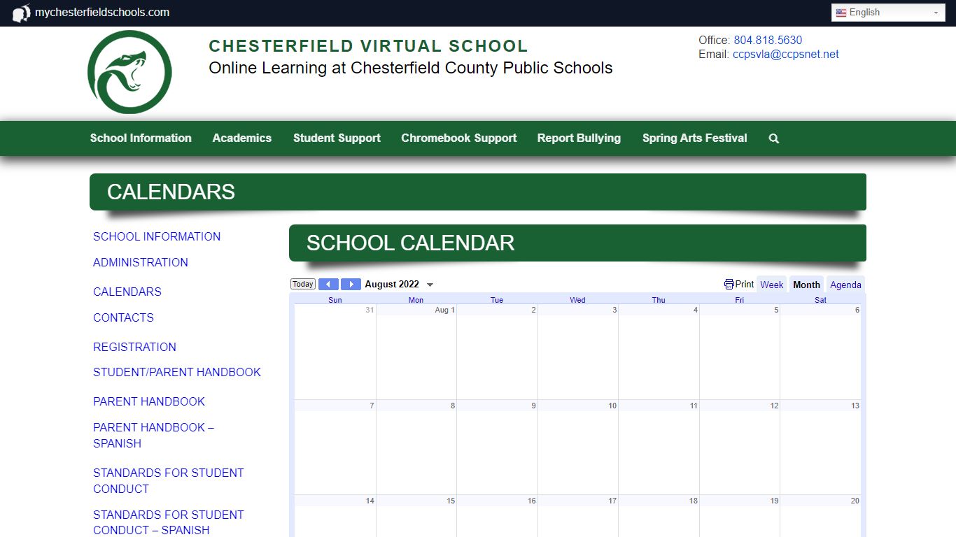 Calendars | Chesterfield Virtual School