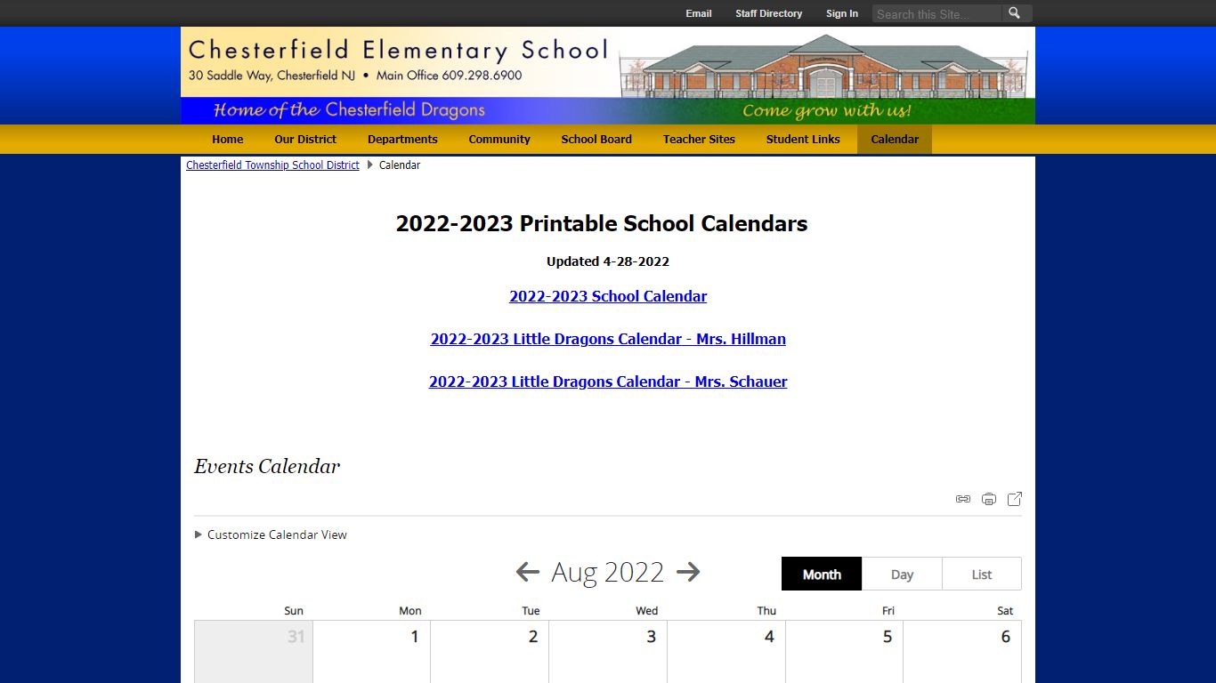 Chesterfield Township School District / Calendar